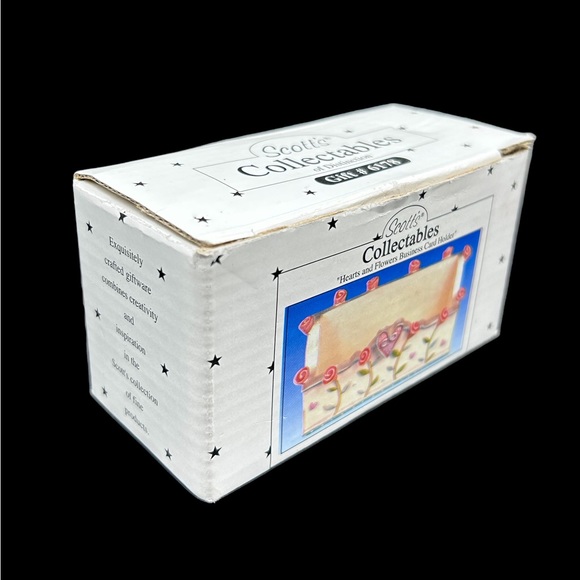 Vintage Scott’s Collectables hearts and flowers Business Card Holder New! - Picture 3 of 13